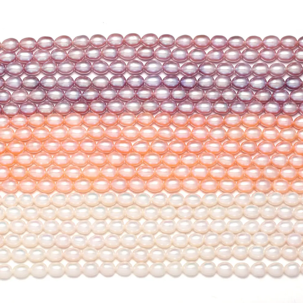 Natural Freshwater Pearl Beads High Quality Rice Shape Punch Loose Beads for DIY Elegant Necklace Bracelet Jewelry Making 5-6MM