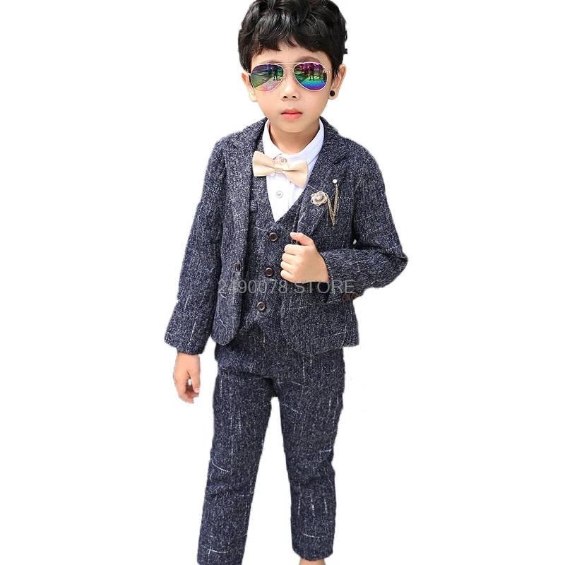 

Flower Boys Wedding Suit Children Formal Tuxedo Jacket Vest pants Tie 4Pcs Clothing Set Kids Performance Party Dress Costume