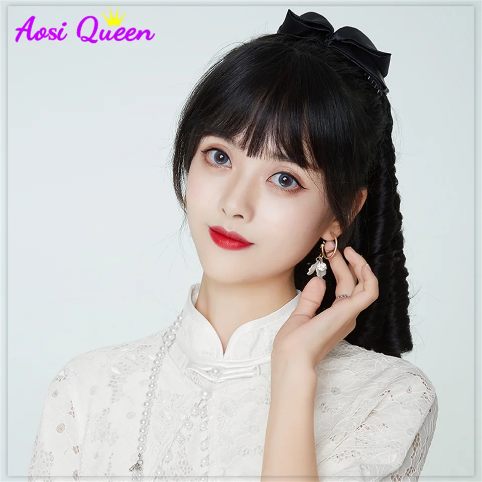 AOSI Synthetic Roll Hair Ponytail Heat resistant Princess Hair Products Medieval European Hair For Women Evening Party Headwea