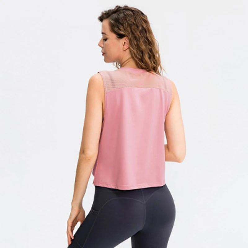 Summer Sexy Crop Top Sport Fitness Yoga Tank Top for Women Quick Dry Solid Color Running Top Gym Workout Sport Shirt S-XXL