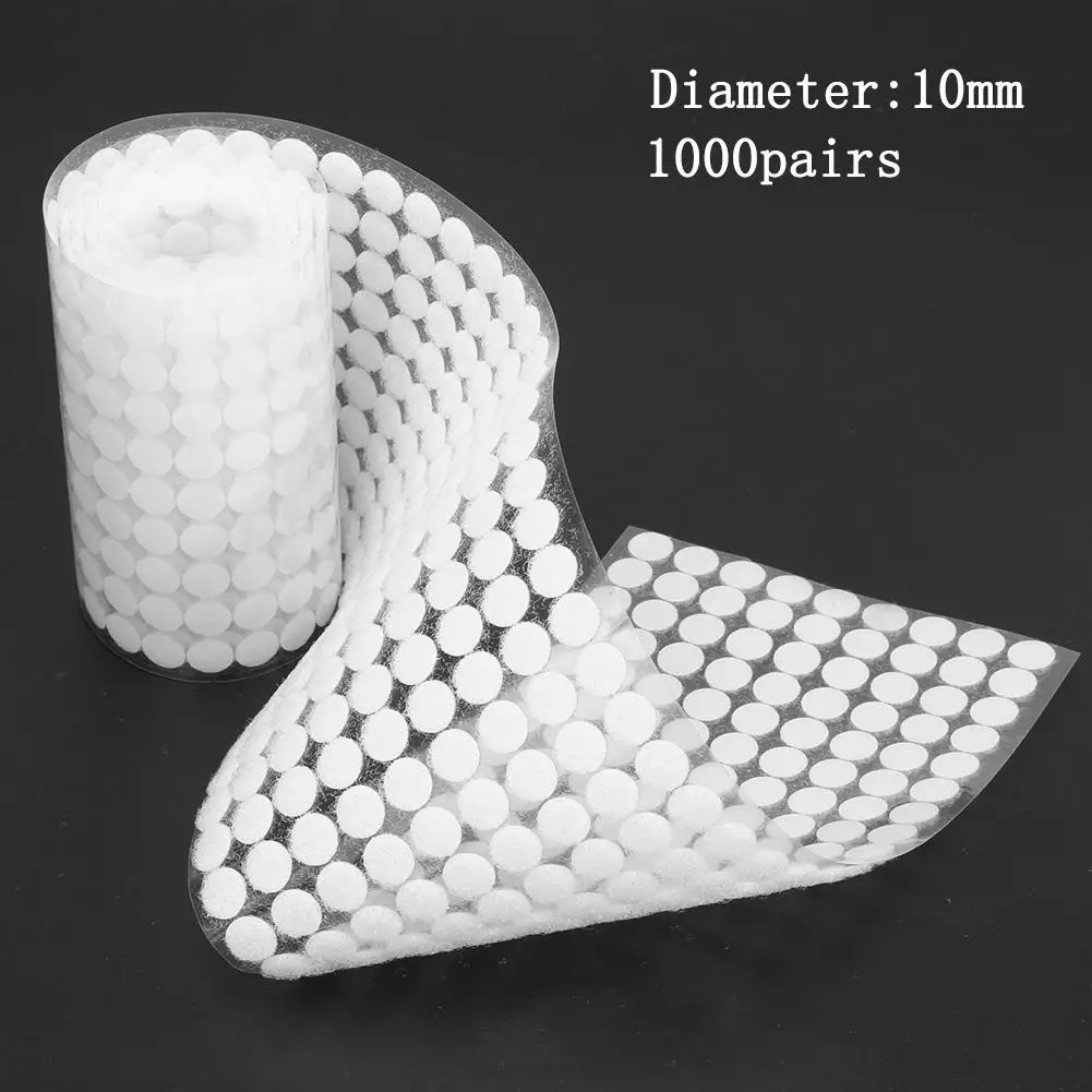 1000 Pairs Self Adhesive Fastener Tape Dots 10/15/20mm Disc Adhesive Strong Glue Magic Sticker Round Fastener Hook and Loop Tape