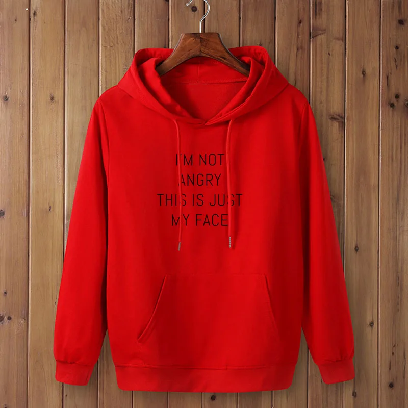 I'm not angry this is just my face Print Women hoodies Casual Funny pullover For Lady Top hoodies Hipster Drop Ship