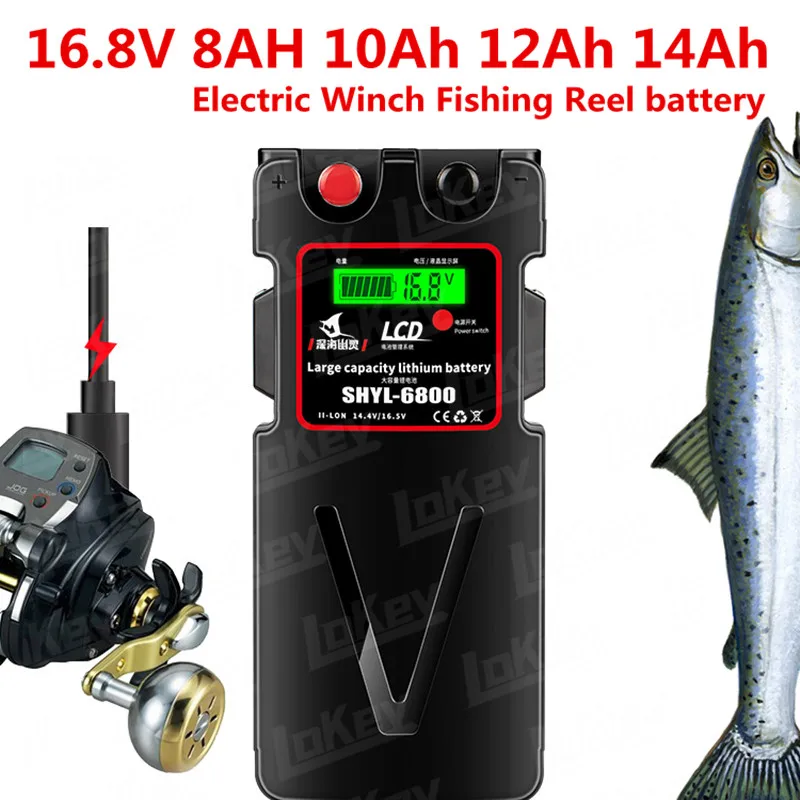 16.8v 10000mAh 1200mAh 14000mAh Lithium ion battery with BMS of electric winch fishing reel+3A Charger