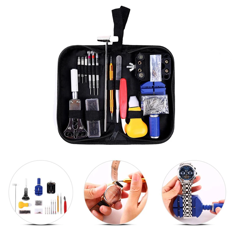 147pcs/lot Watch Repair Tools Kit Watchband Spring Bar Pin Adjust Watch Back Opener Watch Movement Screwdriver Tools Tools