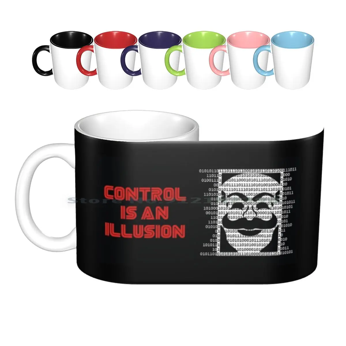 Control Is An Illusion Ceramic Mugs Coffee Cups Milk Tea Mug Mr Robot Robot Society Fsociety System Serie Tv Control Illusion