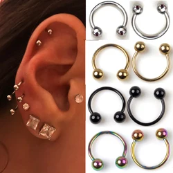 Cone Spike Horseshoe Circular Ring 5pcs Surgical Steel Labret Nipple Hoops Nose Septum Eyebrow Piercing Body Jewelry 8mm 10mm