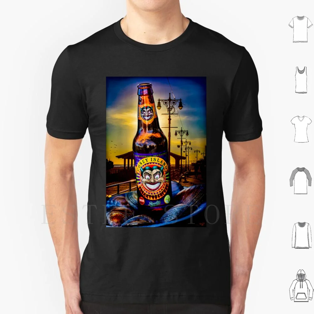 Coney Island cerveza camiseta hombres algodón 6xl cerveza Freaktoberfest Coney Island Brooklyn Boardwalk puesta de sol Clams Streetlights textura