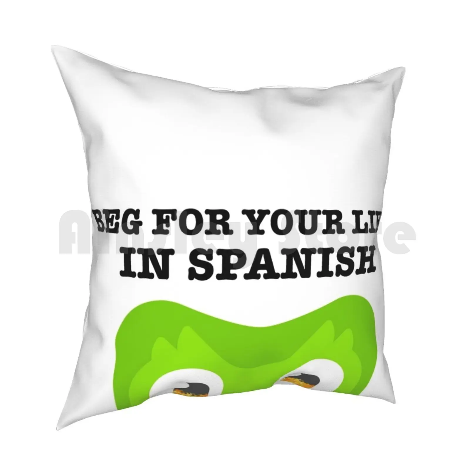 Duolingo Bird Funny Pillow Case Printed Home Soft DIY Pillow cover Duolingo Bird Meme Funny Death Humour Spanish Relatable