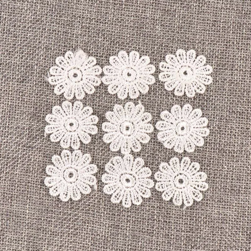 100Pcs Flower White Lace Embroidery Ribbon AppliqueTrim For Sewing Decoration Wedding DIY Accessories Handmade Supplies c1141