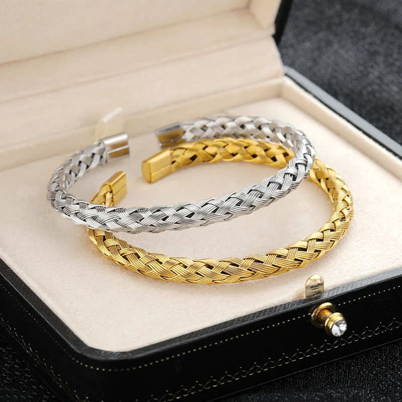 Stainless Steel Braided Bracelet Men's Bracelets for Men and Women Jewelry Gift Simple Magnetic Clasp Bracelets Bangles Whosale