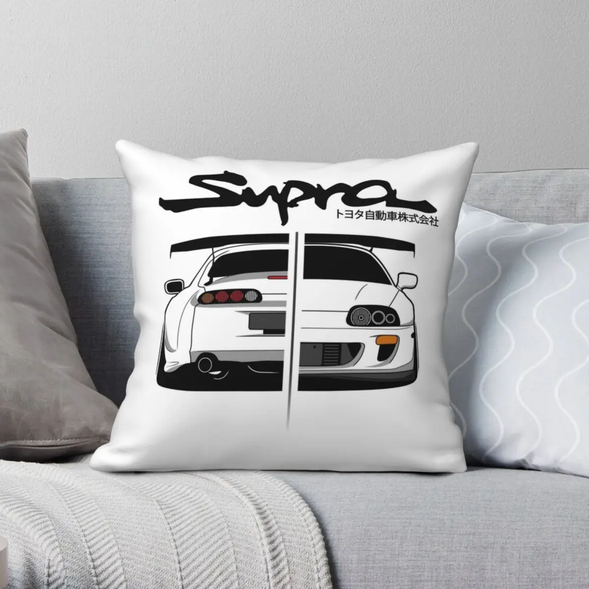 Supra MK IV CarCorner Square Pillowcase Polyester Linen Velvet Printed Zip Decorative Sofa Seater Cushion Cover