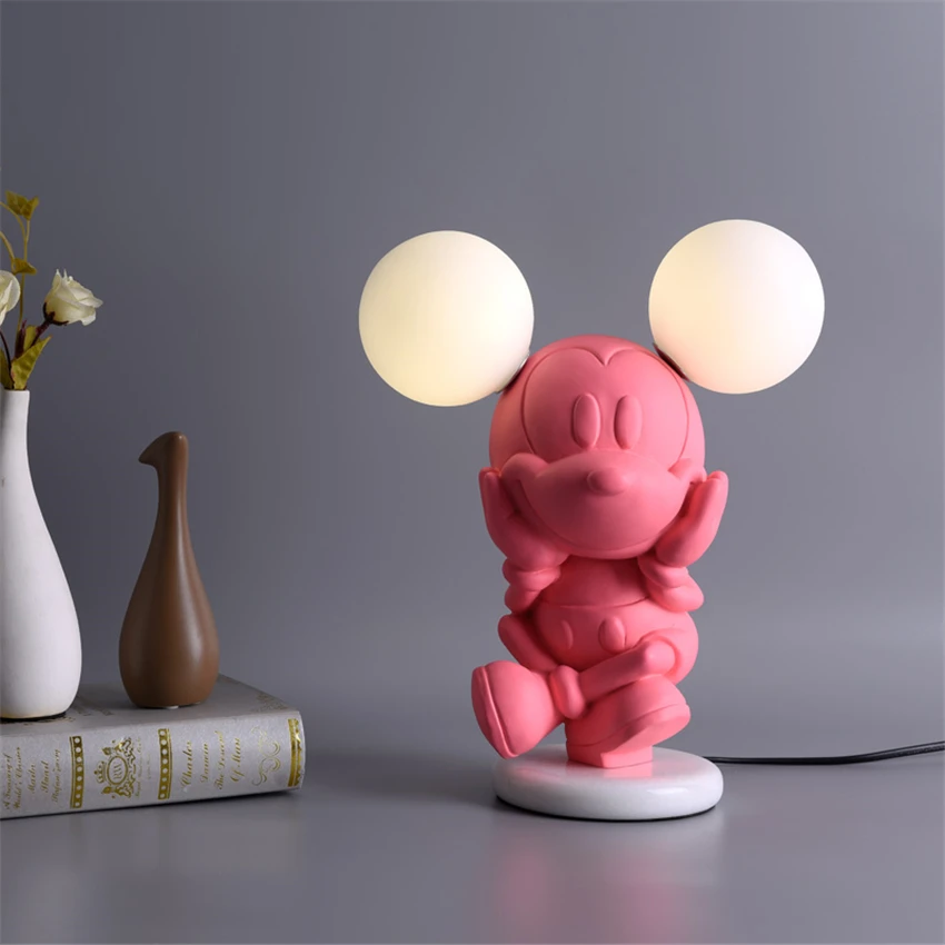 Cartoon Mouse Resin Table Lamps Nordic Children's Room Boy Girl Bedroom Lamp Princess Baby Room Cute Art Decoration Table Lights