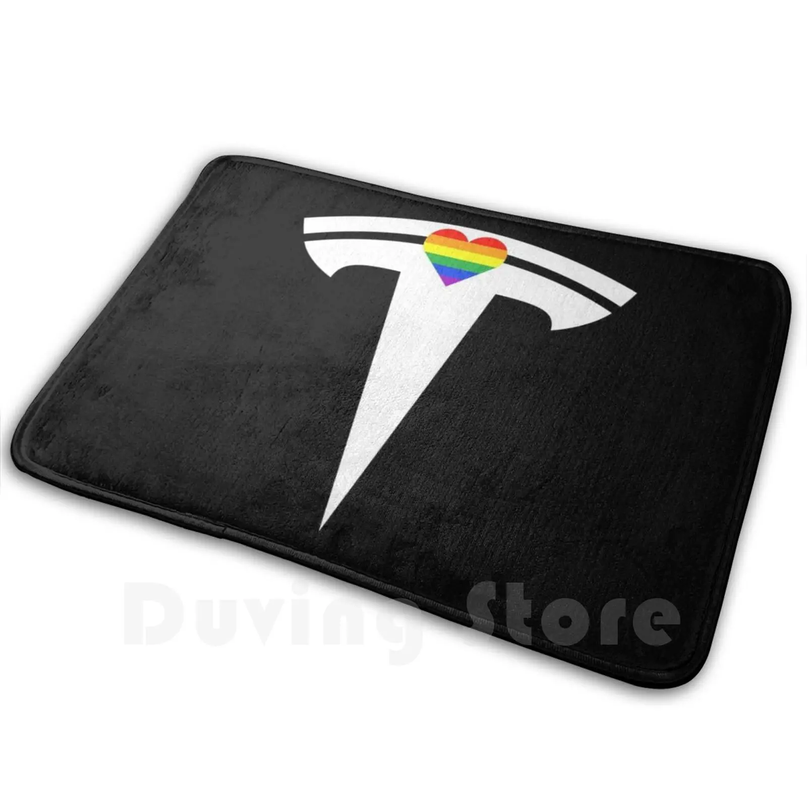 Tesla Pride Mat Rug Carpet Anti-Slip Floor Mats Bedroom Tesla Ev Car Elon Musk Elon Musk Electric Roadster Model 3 Tesla Motors