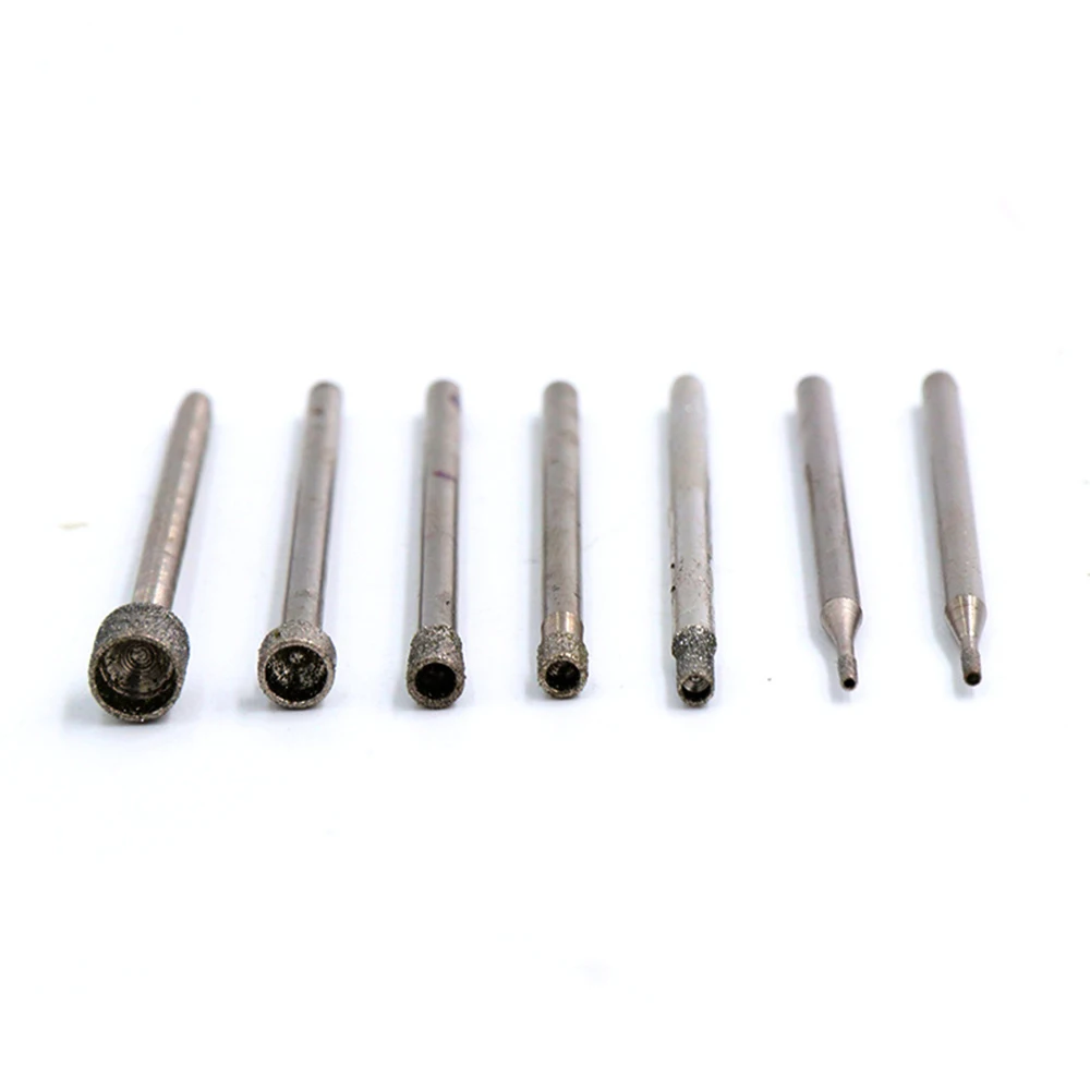 10PCS 0.8-4mm Rotary Diamond Burr Core Drill Bit Engraving 2.35mm Shank for Glass Tile