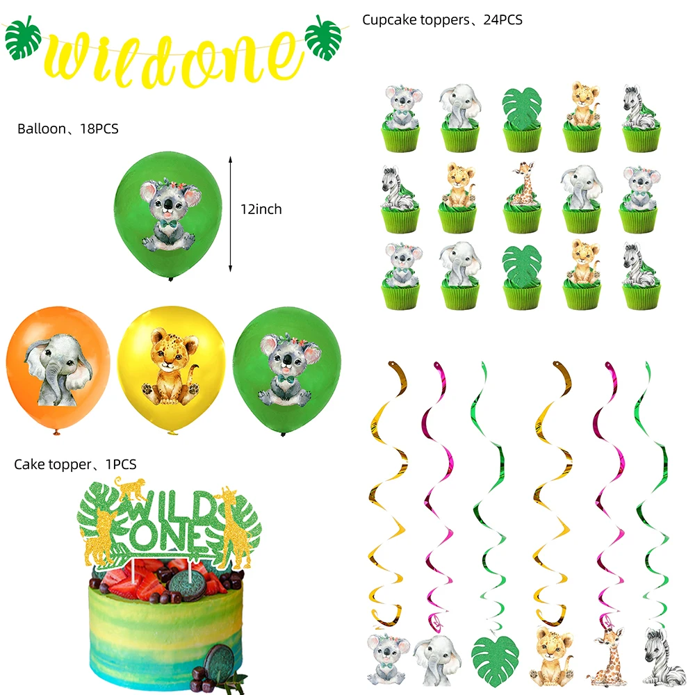 Green Forest Animal Party Supplies Birthday Party Children's Decoration Disposable Tableware Balloon Set kerst decoratie