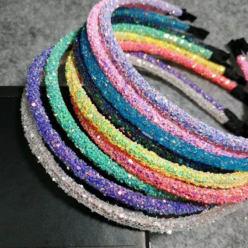 Bulk 150pc/lot Hair Accessories Chunky Glitter Hairband For Girl Women Girls Headband Candy Color Glitter Hairbands Headwear