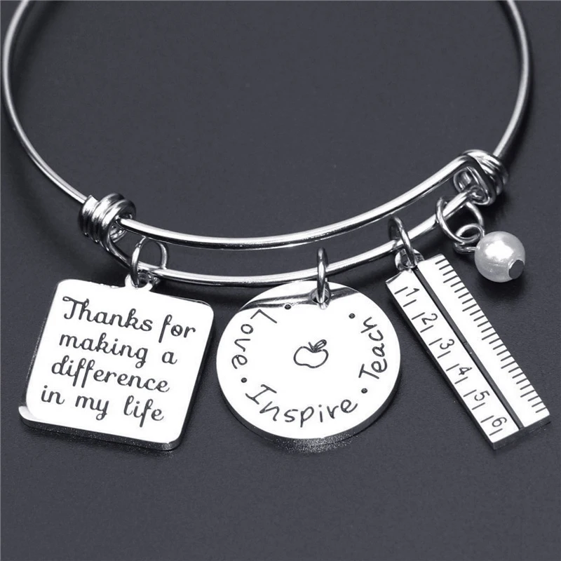 Teacher Bangles Gifts for Teacher Open School Gifts for Teachers Thank You Making a Difference in My Life Bangle Bracelets