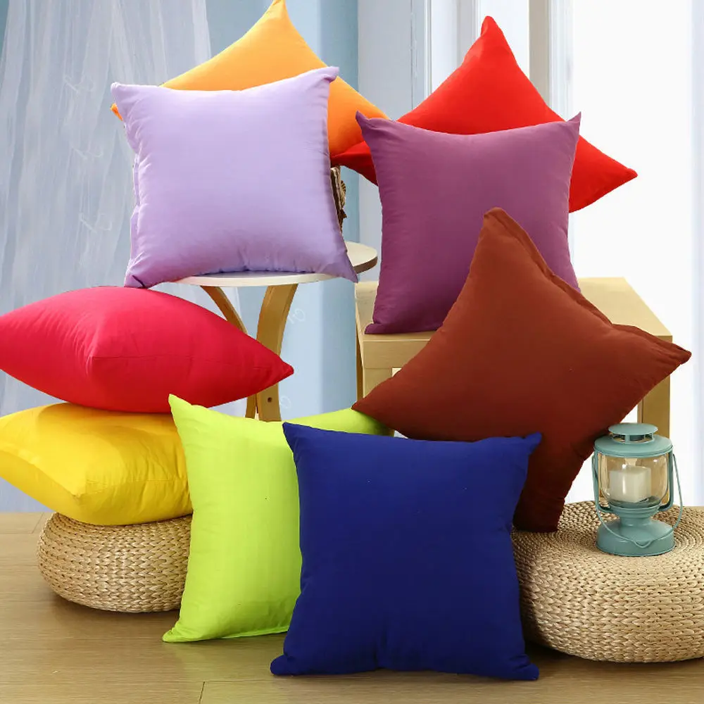 

Solid Color Cushion Cover Fashion Cushion Case Throw Pillow Case Sofa Bed Office Spandex Supersoft Back Cushion Cover 40 x 40 cm