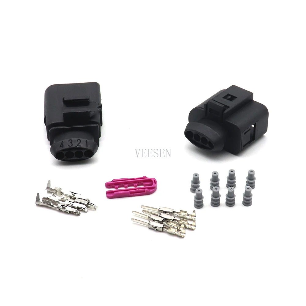 5Set/10set 4P Waterproof Connector 0.5-0.8mm2 1.5 Series Automotive Water Temperature ABS Sensor Plug Car PA66 Black