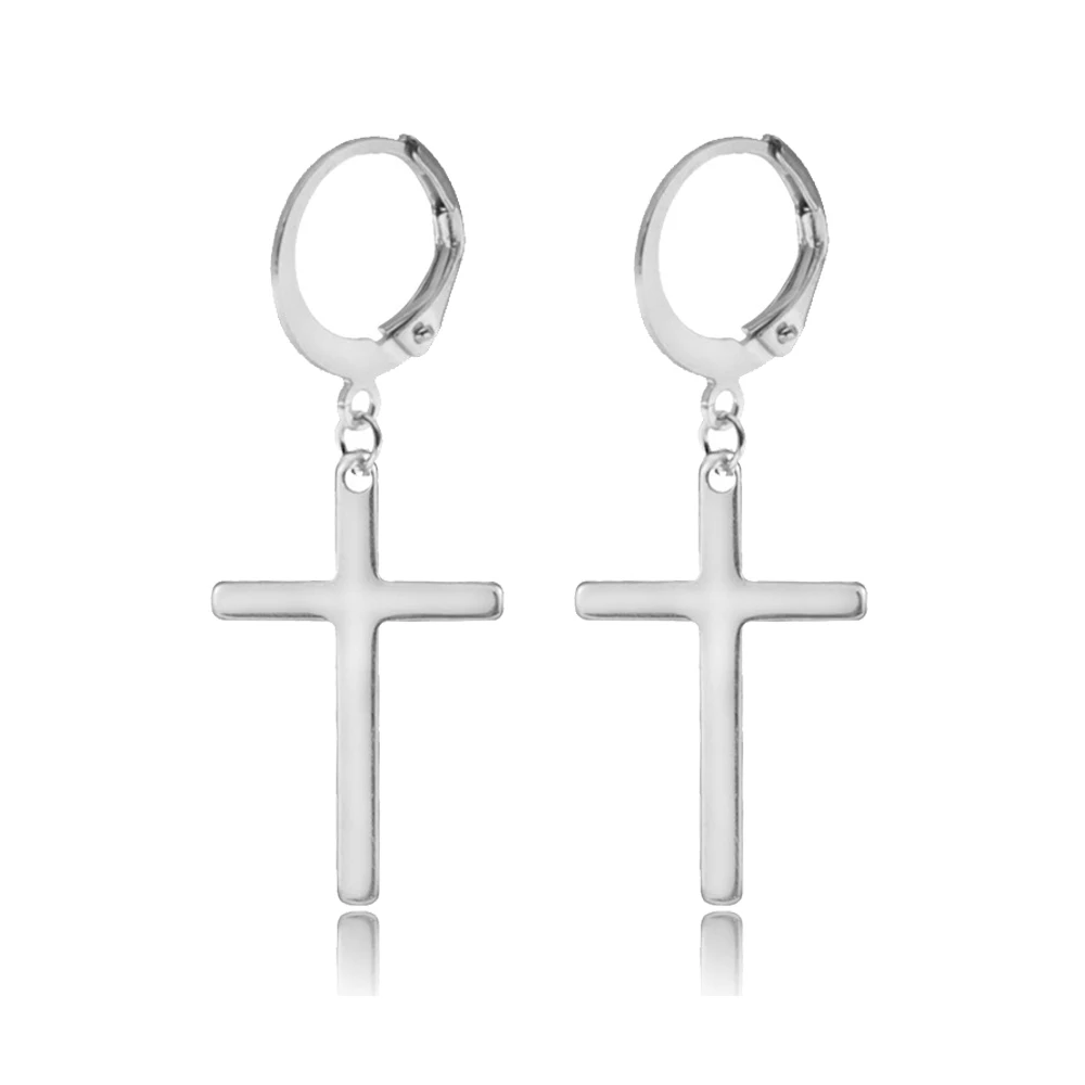 1 Pair/2 Pcs Ear Buckle Cross Pendant Earrings For Men and Women Stainless Steel Gothic Earrings Street Pop Punk Jewelry