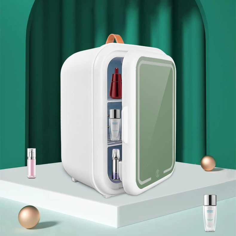 Nevera de belleza para el cuidado de la piel, refrigerador de escritorio con luz LED y espejo, calentador portátil para el hogar y el coche, 10L, 220V, BX43