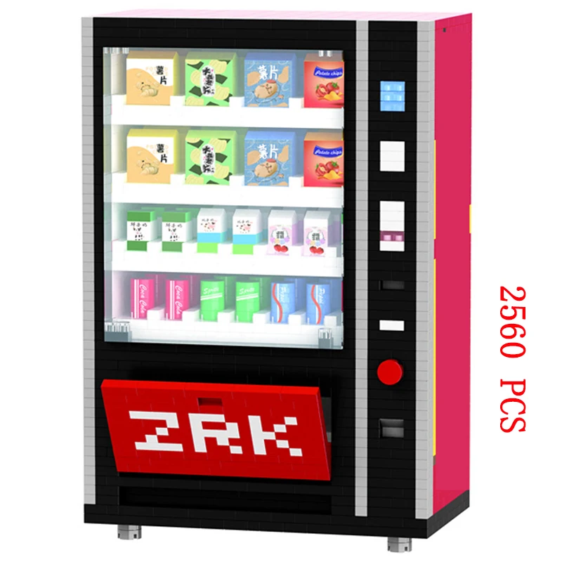 마이크로 브릭 크리에이티브 시티 미니 스트리트 뷰 다이아몬드 빌딩 블록, 음식 음료 상점 자판기 아이디어 