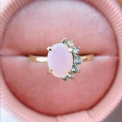 ZHOUYANG Wedding Rings For Women Unique Cute Oval Multicolor Candy Stone CZ Light Gold Color Proposal Gift Fashion Jewelry R860