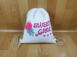 10pcs/lot DIY Blank sublimation product canvas double-shouldered  backpack sport drawstring simple bag