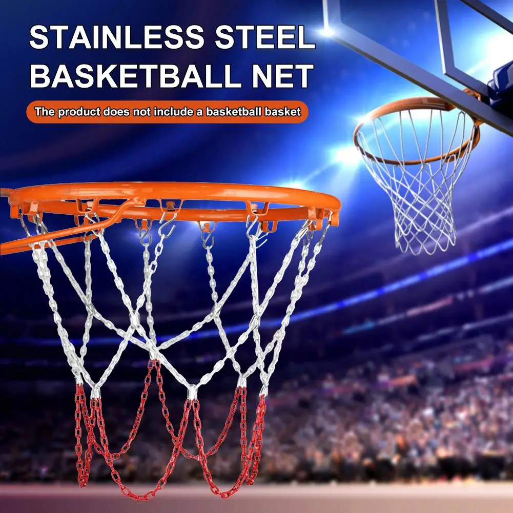 Metal Basketball Net Chain Bold Heavy Duty Basket Ball Iron Nets Exercise Accessories Durable Basketball Hoop Goal Rim Mesh