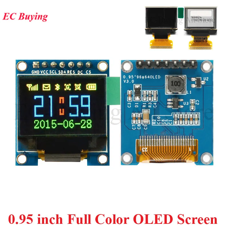 

0.95" 0.95 inch Full Color OLED Screen LCD LED Display Module 96x64 SPI Serial Port Parallel Interface SSD1331 Controller 96*64