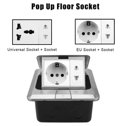 For Meeting Room Pop Up Floor Socket Hidden Type Electrical Switches Stainless Steel EU/Universal Power Outlet