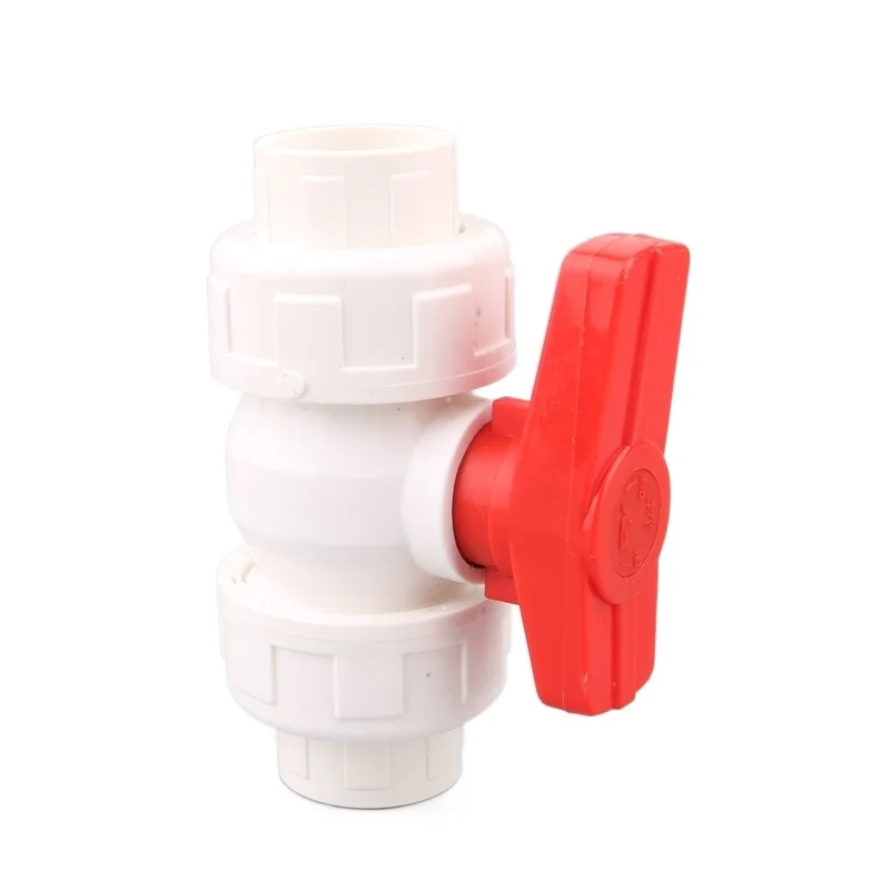 1pc PVC Union Ball Valve 20 25 32 40 50mm Water Pipe Ball Valve Garden Irrigation Aquarium Fish Tank PVC Pipe Tube Valve