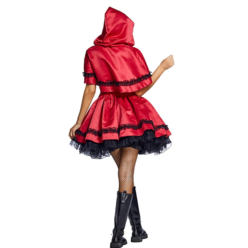 Multiple Carnival Halloween Lady Little Red Riding Hood Costume Classic Vintage Clubwear Play Suit Cosplay Fancy Party Dress