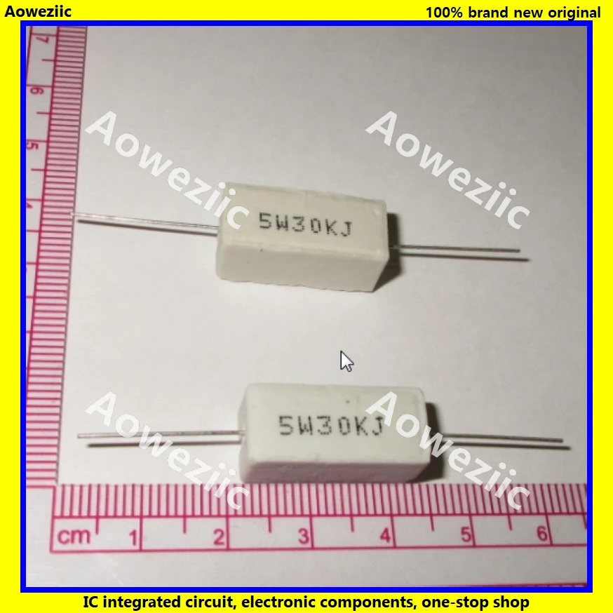 10 pcs rx27 수평 시멘트 저항 5 w 30 k 옴 30 k r 30 k rj 5w30kj 30000r 세라믹 저항 정밀도 5% 힘 저항