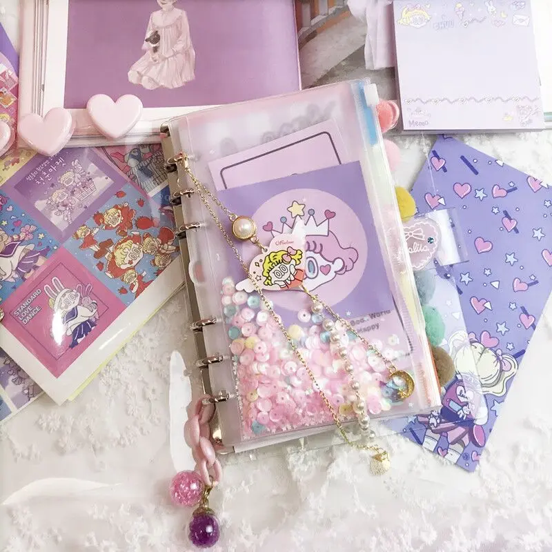 Cuaderno de hojas sueltas Kawaii A6, diario en espiral, diarios, Agenda, planificador, papelería escolar, juego de regalo