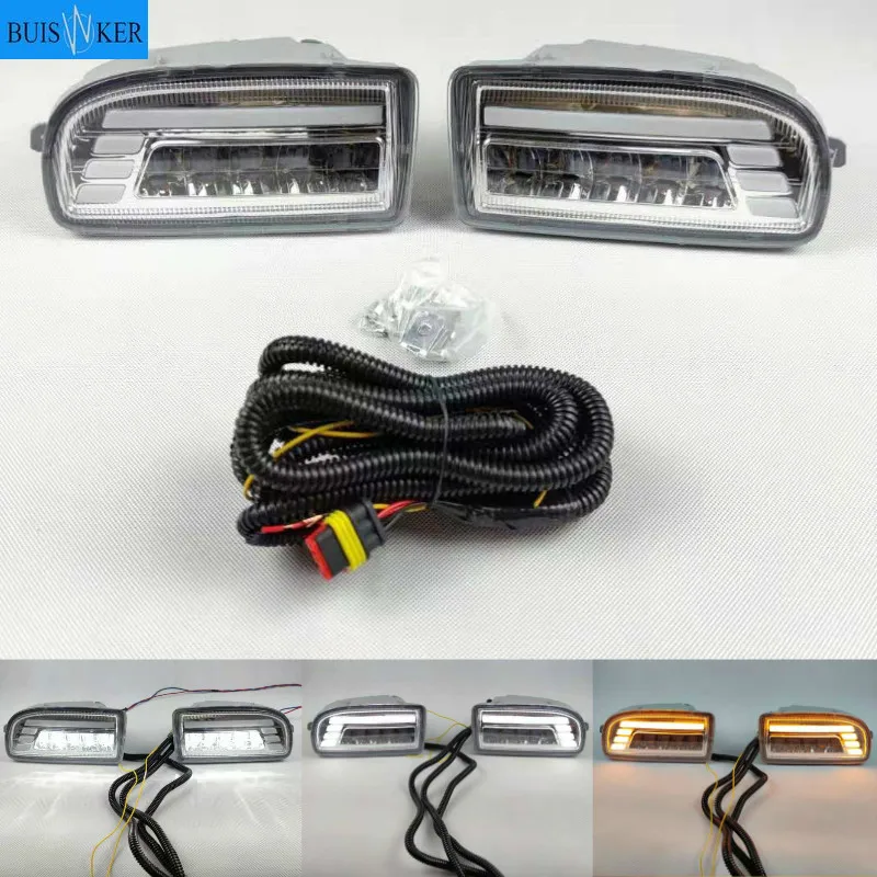 A pair Modified front fog lamp For Toyota Land Cruiser Fj100 LED With Lens Front Bumper lamp Daytime Running Light