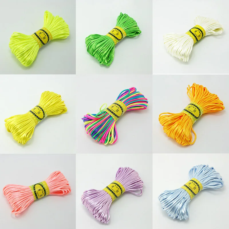 2.5mm 20m Satin Rattail Silk Macrame Cord Nylon Braid Thread for DIY Chinese Knot Bracelets Necklace Jewelry Finding Accessories