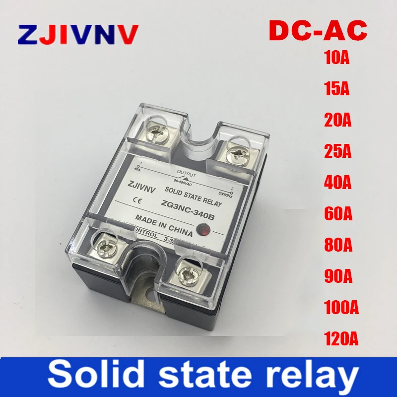 

Single Phase Solid State Relay Dc To Ac 10A 15A 20A 25A 40A 60A 80A 90A 100A 120A Control Voltage 90~480vac Ssr Basic Type Zg3n