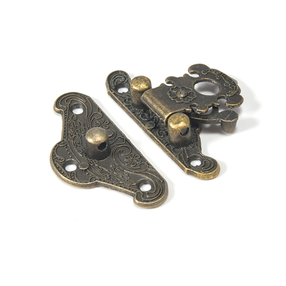 4pcs Antique Bronze Hasp Latch Jewelry Wooden Box Lock Mini Cabinet Buckle Case Locks Decorative Handle 3 Size Clasp Lock