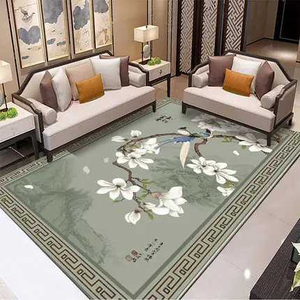 Rectangular Non-Slip Soft Carpet, Chinese Style, Living Room, Bedroom, Decorative