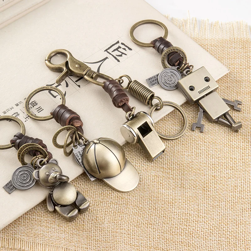Keychain pendant creative car ring lady Korean lovely schoolbag hanging decoration couple Keychain