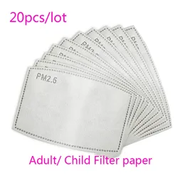 20pcs PM2.5 Filter paper Anti Haze mouth Mask dust mask Filter paper Health protection Adult for chiild kids mask filters