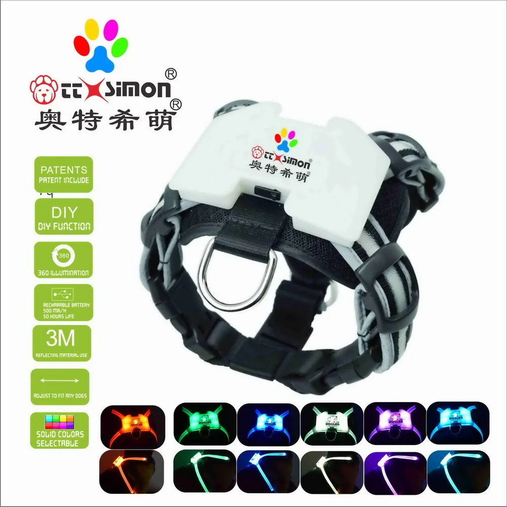 

CC Simon safety led dog collar pet light up collar night Puppy Lead Pets Vest