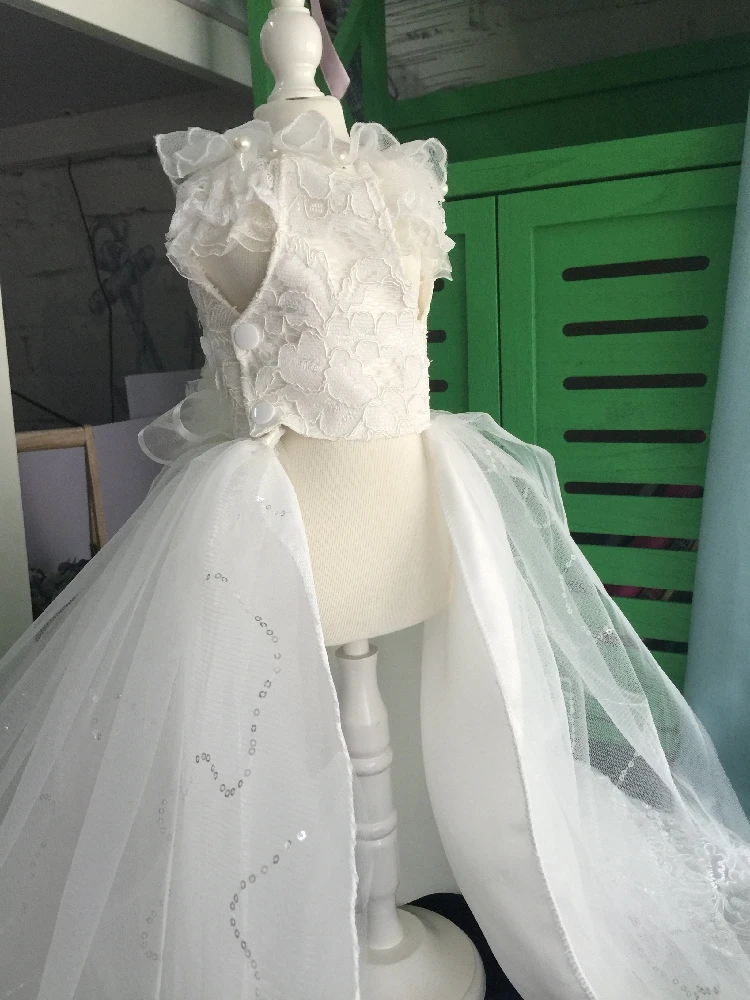 chinese dress ladies Custom Embroidered Dog Wedding Dress with Delicate Lace Collar Pet Tut –  PetsCustom main image 1