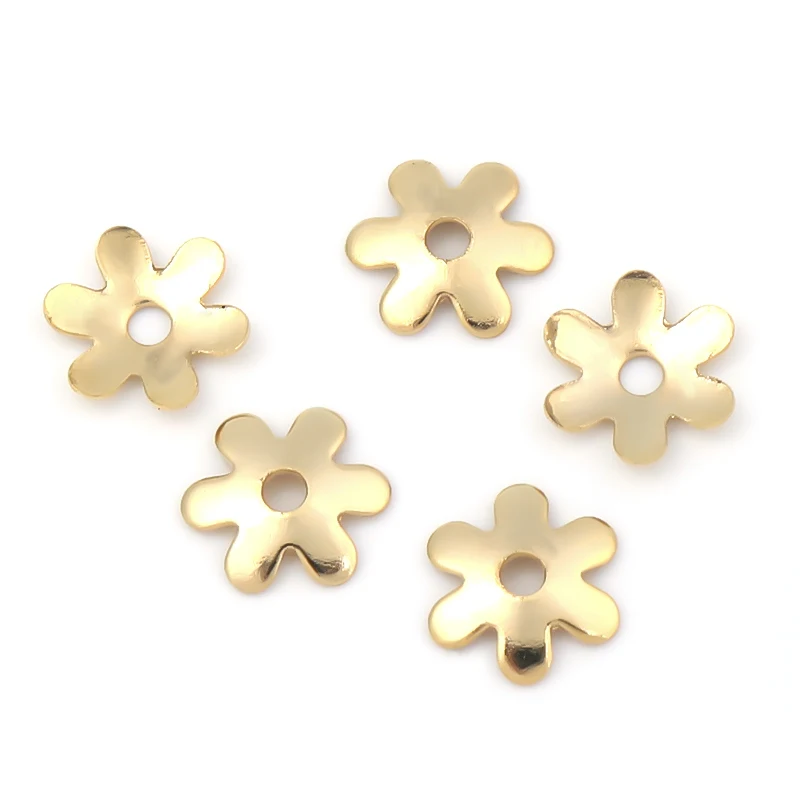 10pcs Copper Genuine Gold Plated Six Petals Flower Shape 6/8mm Bead Caps Holder For DIY Beaded Jewelry Making  Accessories