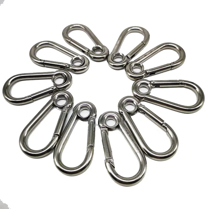 M4 4PCS Stainless Steel 304 Carabiner Carbine Snap Hook with ring