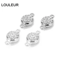 5pcs/lot 12x20mm High quality Zircon Strong Magnetic Clasps For Necklace Bracelet Making Rhodium Plated Buckle Connector Clasp