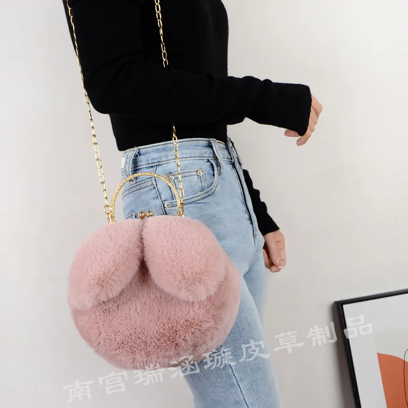 2021 New Women Plush Mini Shoulder Bag Female Messenger Bags Purses Soft Cute Rabbit Ears Crossbody Bags for Women Sac A Main