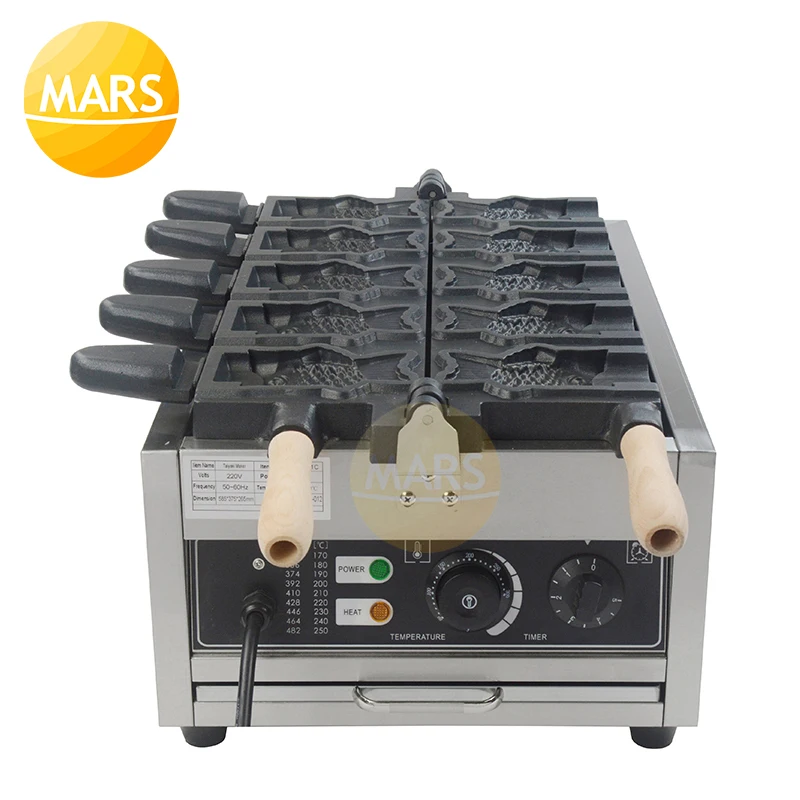 Gaufrier électrique Taiyaki en forme de poisson, 5 pièces, 220V 110V, four à gâteaux en fer avec CE