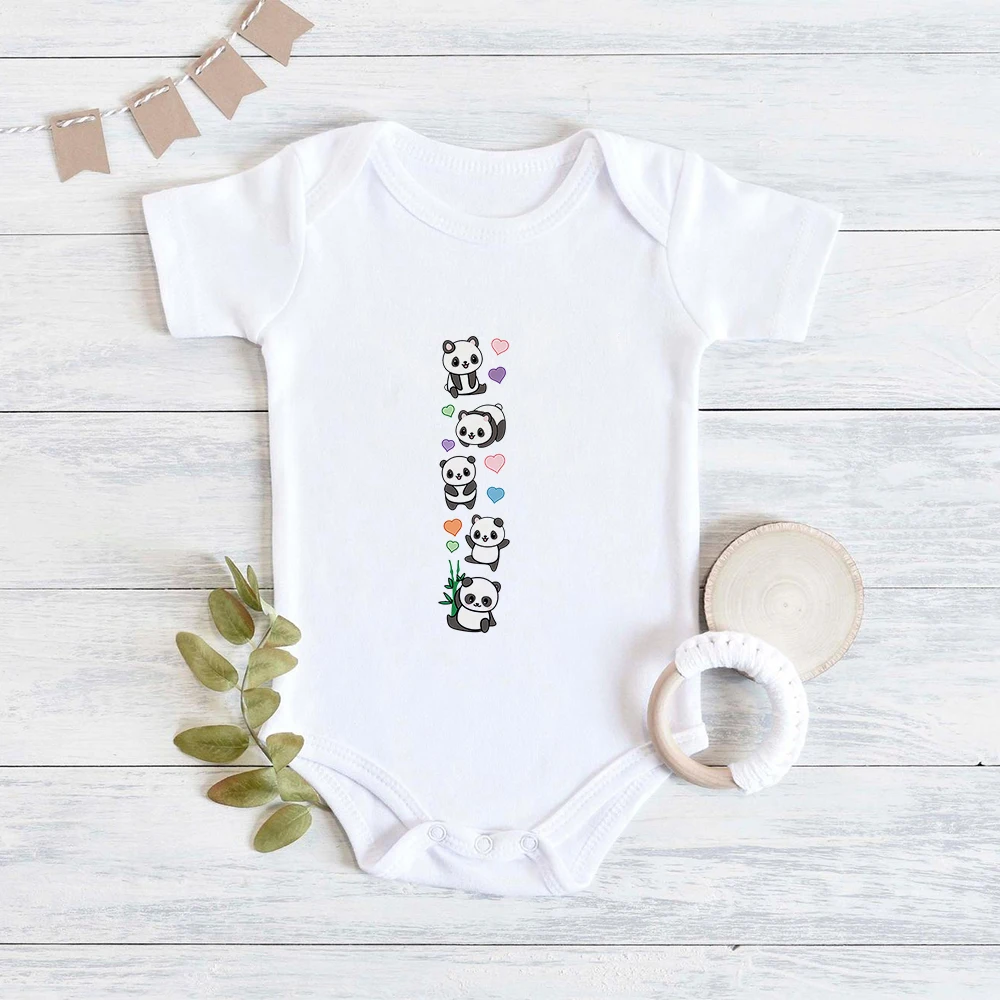 Funny Panda Yoga Practice Infant Outfits Summer 2021 New Arrivals Baby Body Cartoon Harajuku Style Newborn Girl Boy Bodysuit